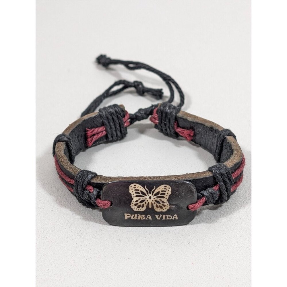 Pura Vida Butterfly Leather Adjustable Cord Bracelet Beachy‎ Surfer Coastal